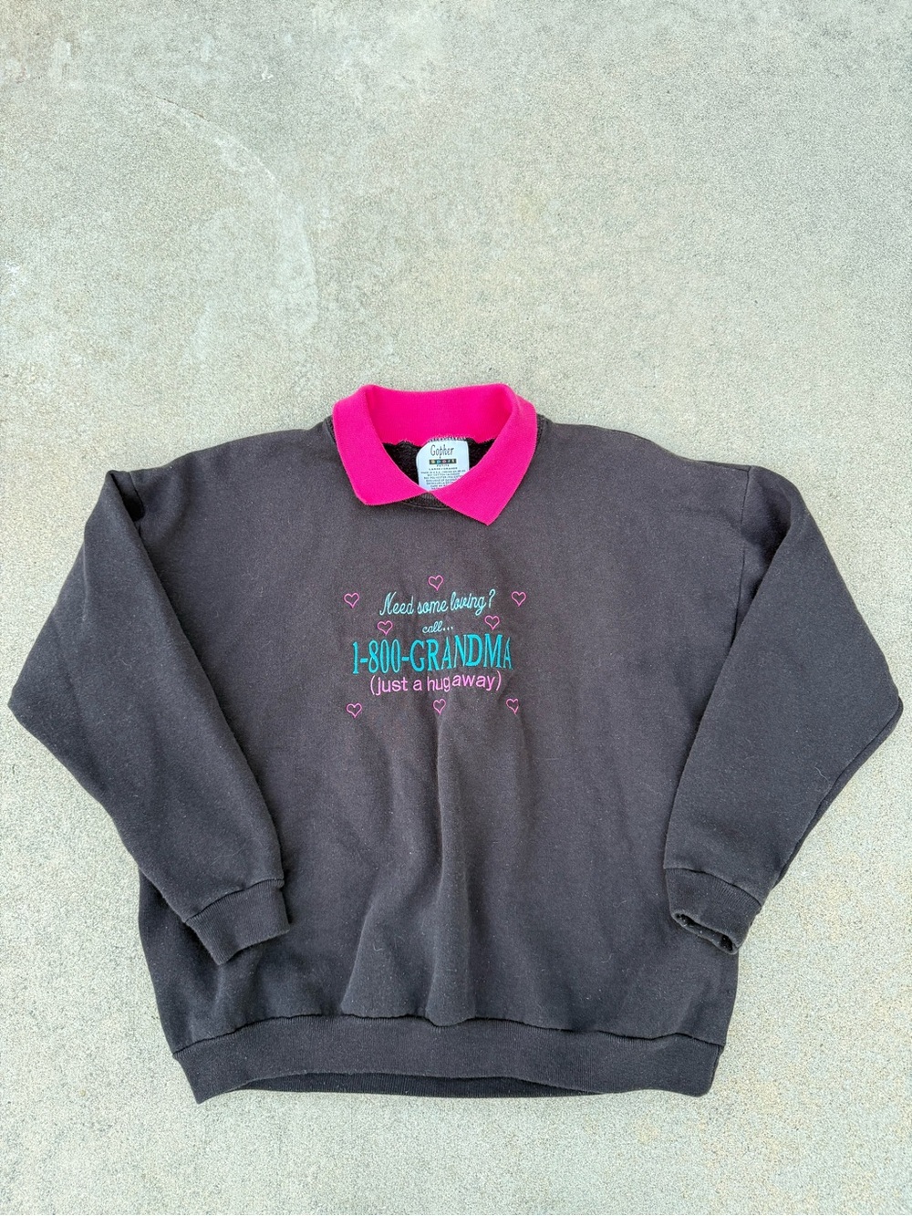 Vintage 1990s Embroidered Grandma Sweatshirt Size Large Sweater collared hugs